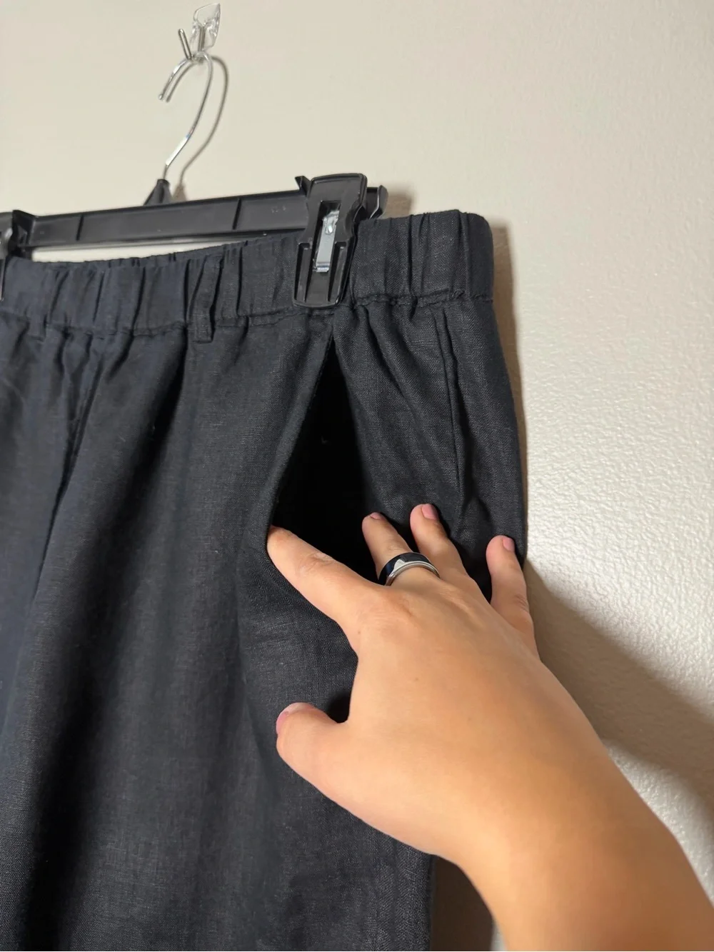 Quince 100% European Linen Pants Black Medium Wide Leg